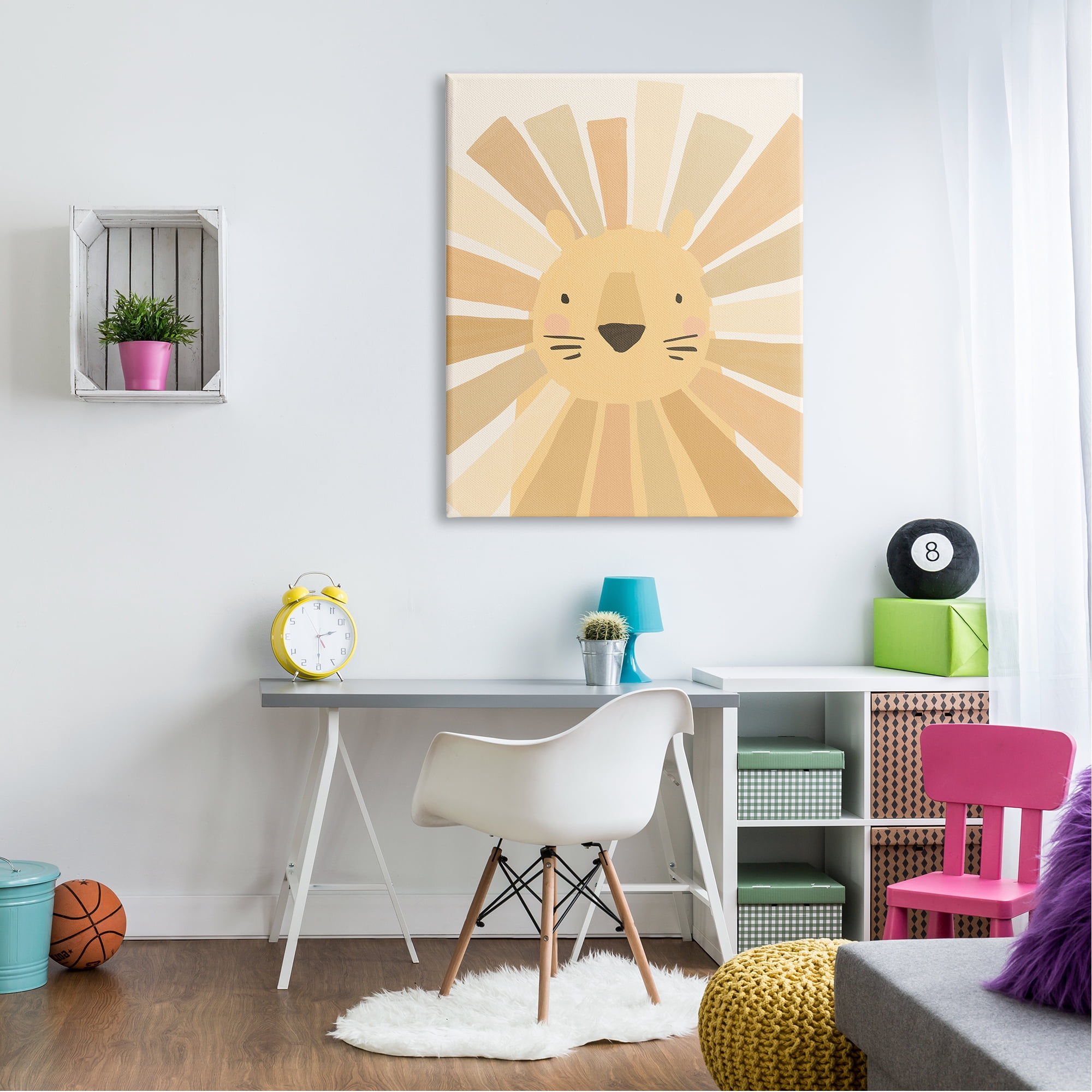 Stupell Industries Lion Quirky Striped Mane Soft Yellow Portrait Canvas Wall Art, 36 x 48, Design by Heather McLaughlin