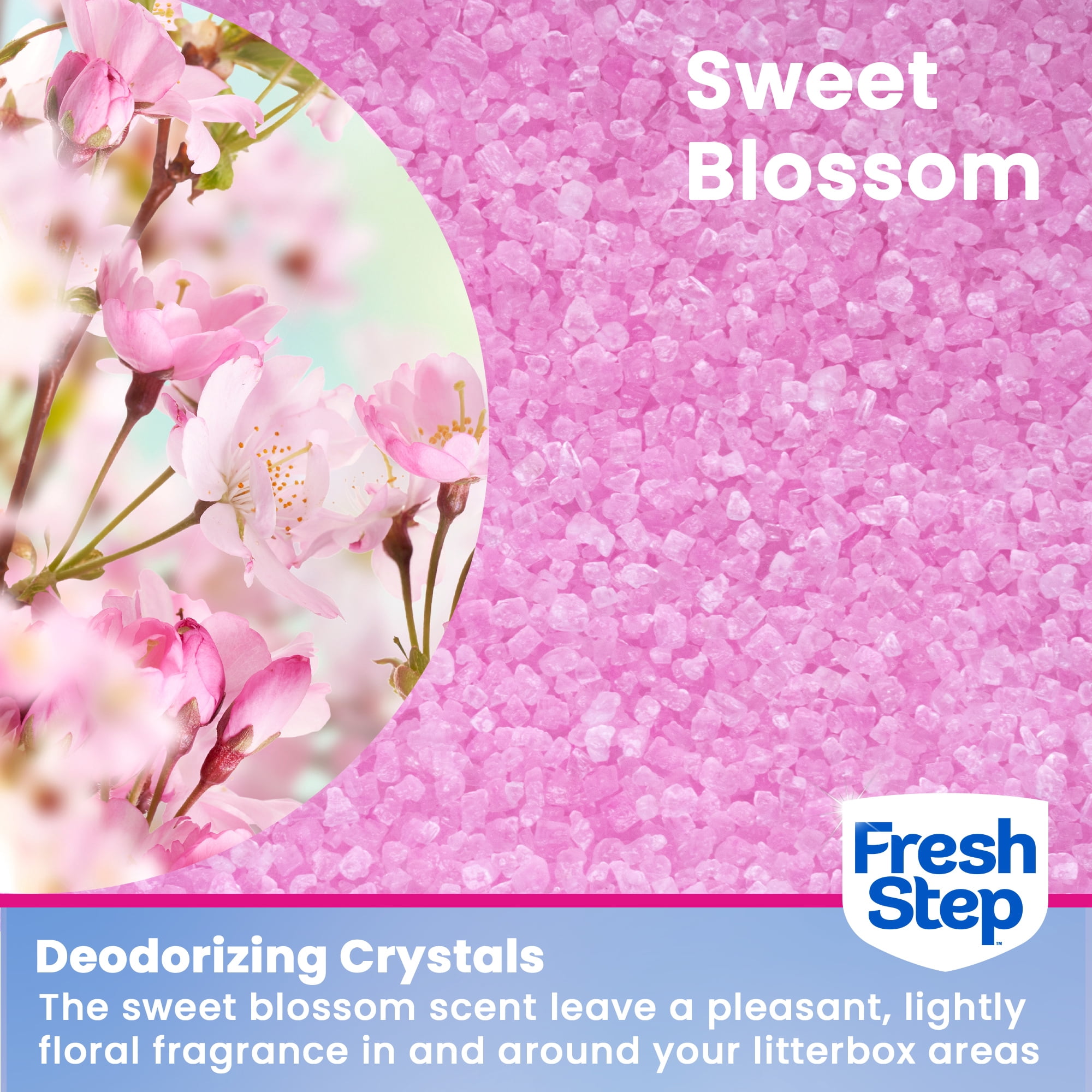Fresh Step Cat Litter Deodorizing Scent Boosting Crystals in Sweet Blossom Scent, 32oz