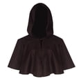 thumbnail image 2 of Rggeeun Adults Cape Solid Color Hooded Short Sleeve Cropped Open Front Smooth Lightweight for Halloween Outdoor Wear Trendy Capes,Brown,One Size, 2 of 4
