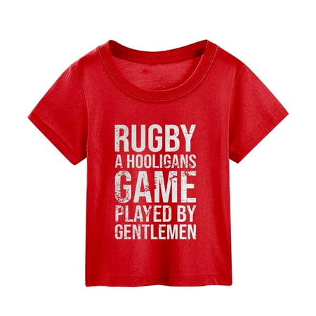 

American Football Fans Sports Gift Summer Kids Character Football Letter Printing Short Sleeve T Shirt Shirts under 5 Girls Outfits Size 5 Womens Shelf Bra Camisoles Girl Undershirt Girl Shirt 2t
