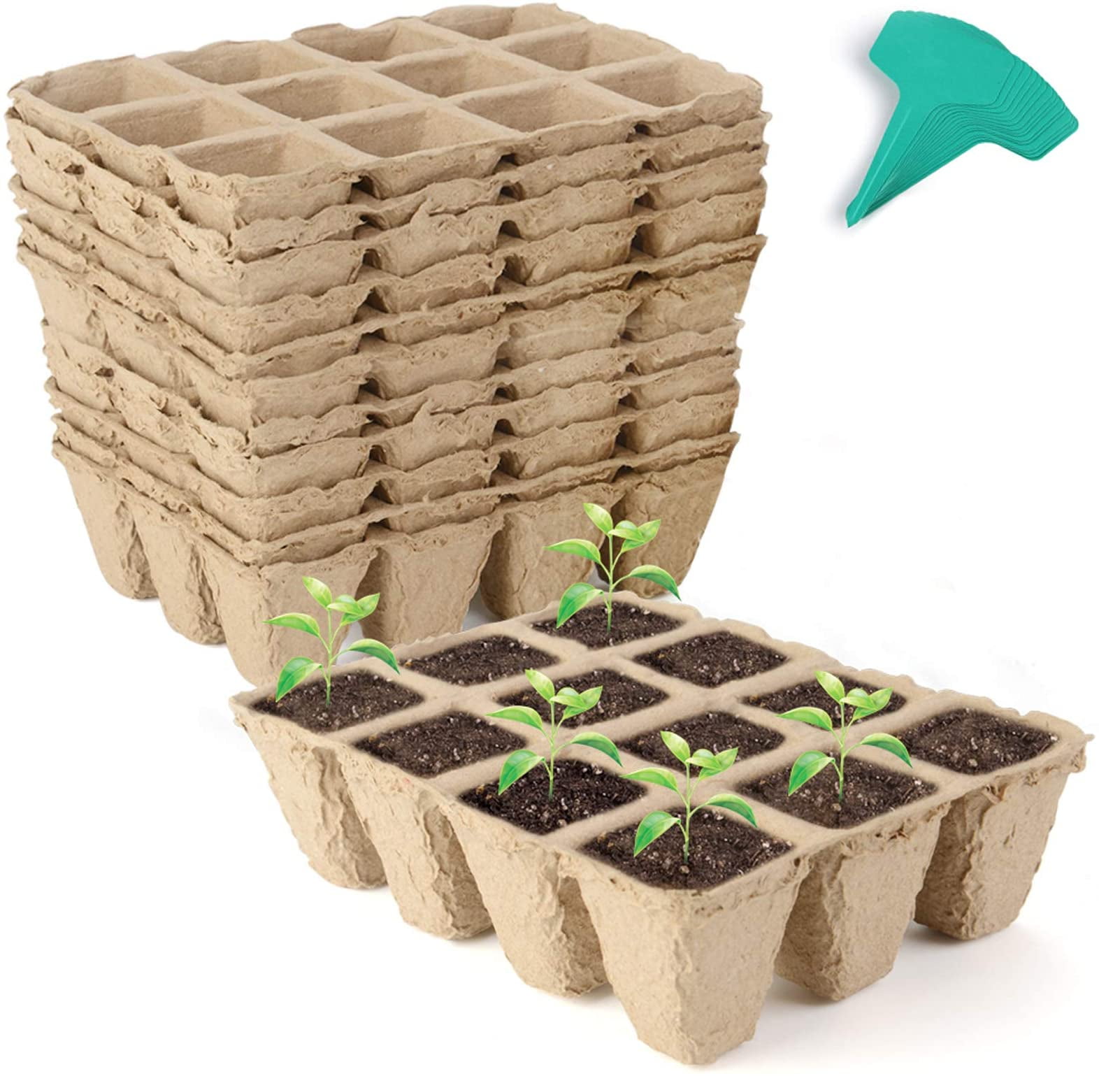 5pcs Peat Pots Seed Starter Trays 60 Cells Biodegradable Plant Seedling Tray 