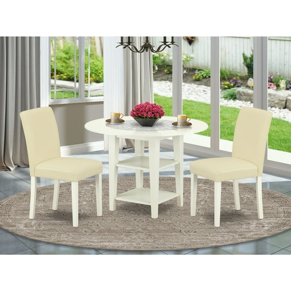 Modern Dining Set 3pc - Round Table & 2 Parsons Chairs - 42 Inch - City Chic Design