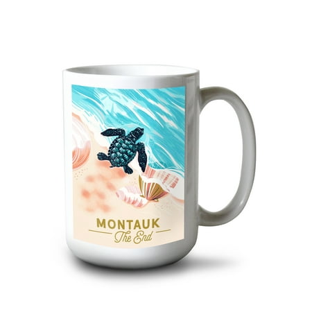

Lantern Press 15 fl oz Ceramic Mug Indiana Dunes National Park Lake Michigan Beach Boardwalk Scene Contour Dishwasher & Microwave Safe