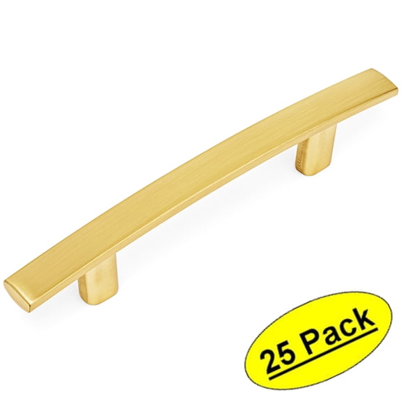 25 Pack - Cosmas 2363-3BB Brushed Brass Subtle Arch Cabinet Hardware Handle Pull - 3" Inch (76mm) Hole Centers
