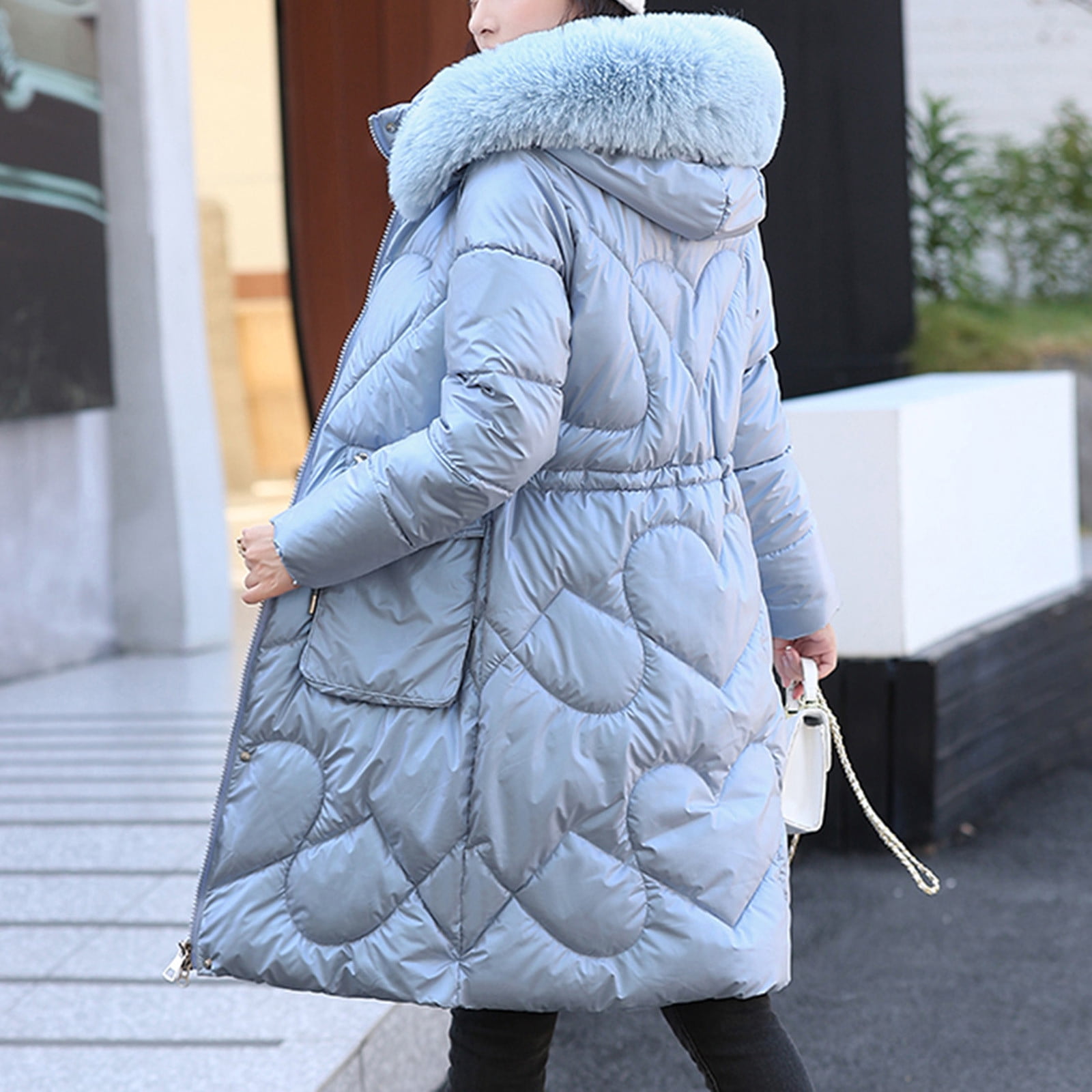 Long Winter Coats for Women Womens Fashion Glossy Long Cotton