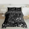 thumbnail image 2 of Manfei Chic Dandelion Full Size Comforter Sets,Wild Butterflies Bedding Comforter Set,Black Sliver Bedding Sets For Girl,Luxury Bedroom Decor Reversible,3 Pieces, 2 of 8