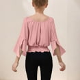 thumbnail image 4 of Gfyviroh Toddler Girls One-shoulder Tops Bell Sleeves Tummy Control Shirts Teen Girls Cute Tops,5-15 Y, 4 of 8