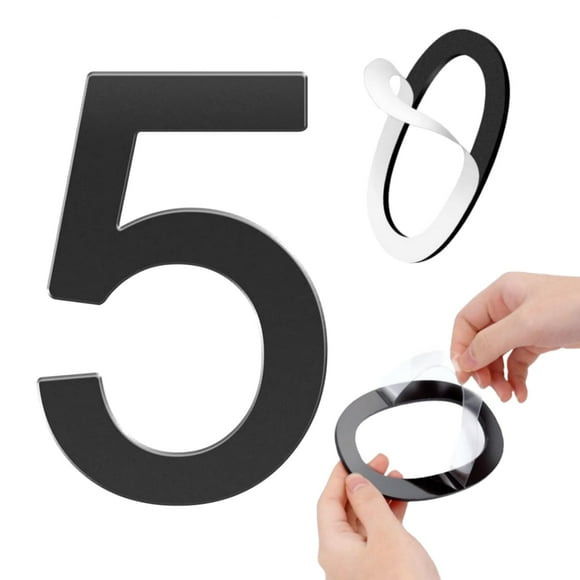 Números para casa GLDonee de acrílico negro autoadhesivo de 5"