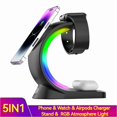 thumbnail image 2 of 4 In 1 Magnetic Wireless Charger Fast Charging For Smart Phone Atmosphere Light Charging Station For Airpods Pro I-phone Watch, 2 of 4