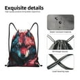 thumbnail image 3 of Kdxio Red Flame Wolf Head Print Drawstring Backpack Bag,Waterproof Draw String Back Sack, Gym Drawstring Bags Swim Bag For Unisex, 3 of 5