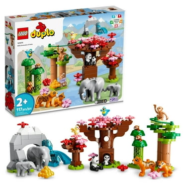 LEGO DUPLO Wild Animals of Asia 10974, Bricks Set with Panda & Elephant Baby Animal Toy Figures plus Sounds, Toys for Toddlers, Girls & Boys Age 2 - 5