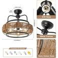 thumbnail image 6 of 3-Light Rattan Light Fixtures Ceiling Light,Boho Light Fixtures Ceiling Mount for Bedroom,Black Industrial Metal Ceiling Light or Hallway Bedroom Kitchen Foyer, 6 of 9