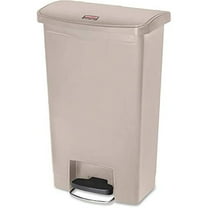 "Rubbermaid Commercial Products - 1883458 Streamline Slim Step-On Plastic Trash Garbage Can, 13 Gallon, Beige"