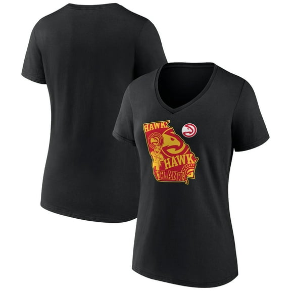Women's Black Atlanta Hawks Announcer V-Neck T-Shirt