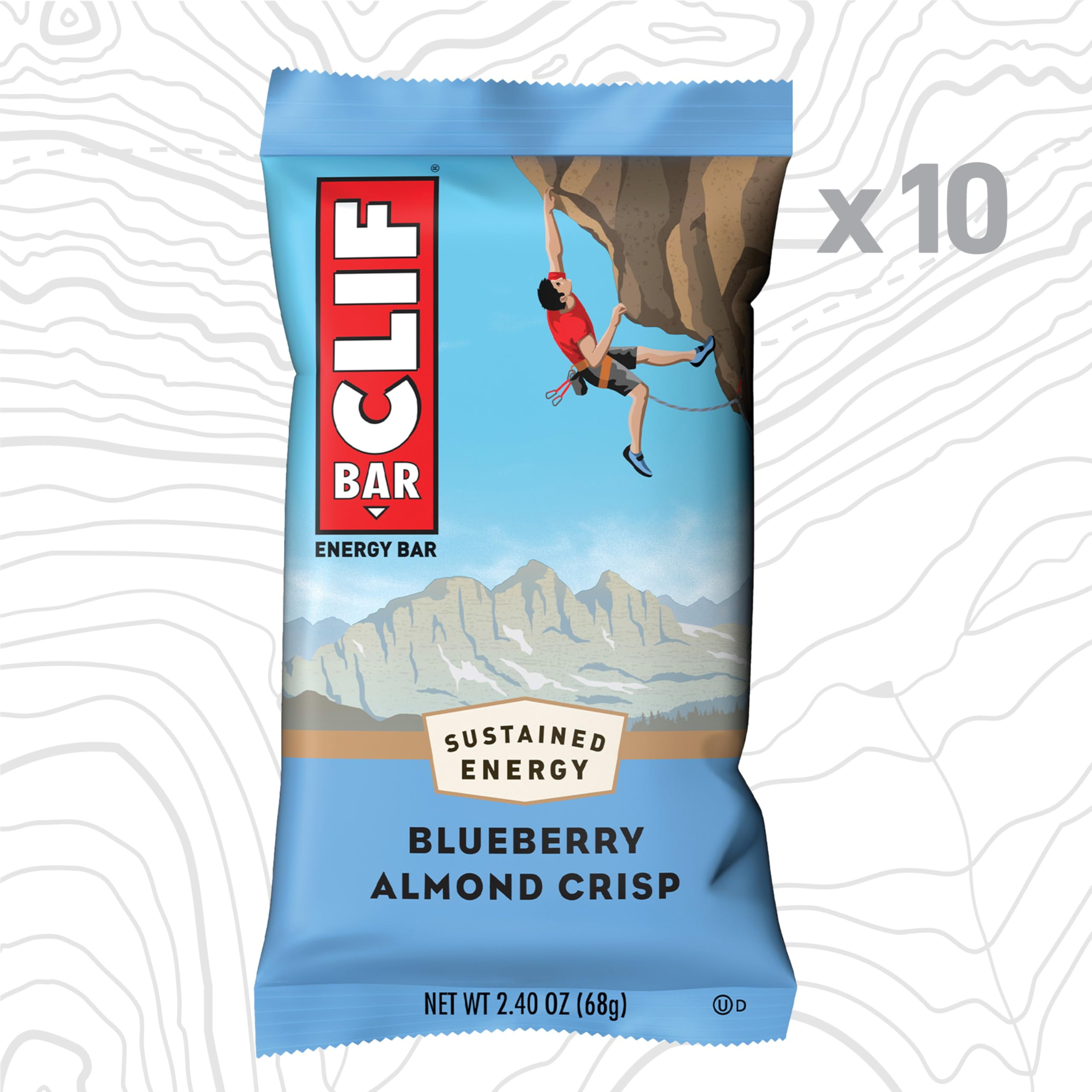 Pack of 2 - Clif Bar - Blueberry Almond Crisp - Made With Organic Oats - Energy Bars - Non-Gmo - Plant Based Protein Bars (10 Pack)