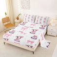 thumbnail image 2 of Manfei Cartoon Milk Cow Bed Sheets,Pink Dreamy Bowknot Full Size Sheets,4pcs,1 Flat Sheet,1 Fitted Sheet and 2 Pillowcases, 2 of 6
