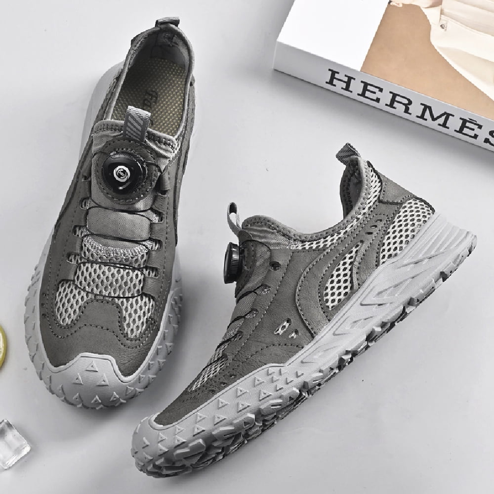 Mens Sports Water Shoes Quick Dry Barefoot Fisherman Shoes Mesh Hiking Shoes Outdoor Waterproof Beach Shoes Gray 6 UK