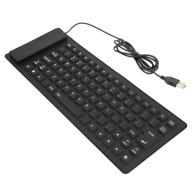 Folding Silicone Keyboard, Foldable Silicone Keyboard Plug and Play 85 Keys Foldable Design For Desktop Black