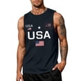 thumbnail image 2 of LNZGNM Mens 4th of July Tank Tops Plus Size USA Flag Sleeveless Shirts Muscle Graphic Tank Tops Athletic Outdoor Tee Tops,Navy S, 2 of 4