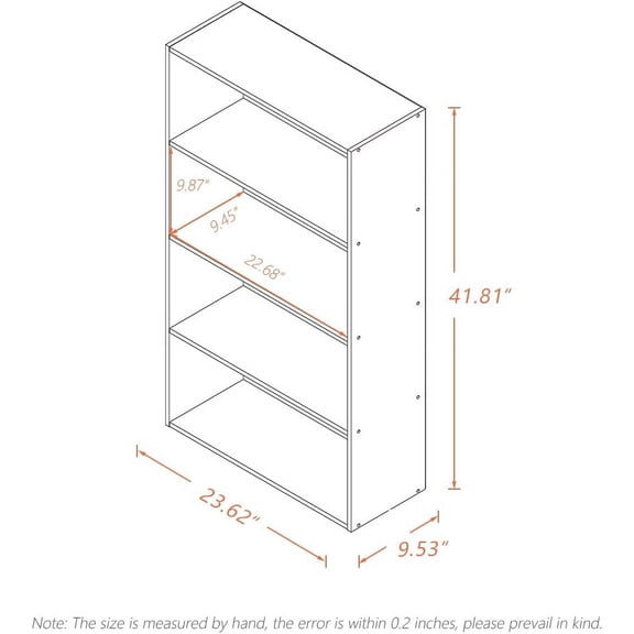 Basic Open Shelf Bookcase - 4-Tier Wooden Cube Storage Shelves Split Bookshelf, White
