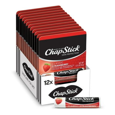 ChapStick Classic Strawberry Lip Balm Tubes - 0.15 Oz (Pack of 12)