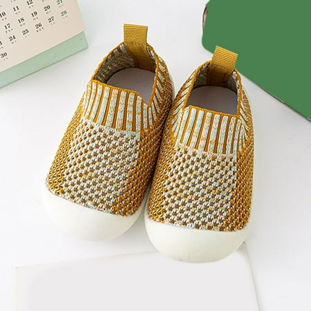 

LYCAQL Toddler Shoes Toddler Shoes Breathable Slip On Socks Shoes Soft Sole Non Slip Wear Out Toddler Floor Little Girls Wide Shoes (Khaki 14)