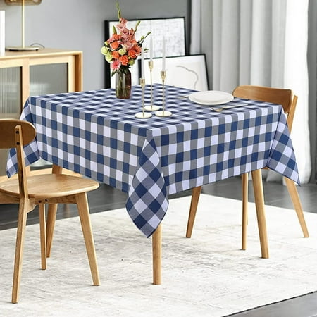 

GlowSol Square Buffalo Plaid Checkered Tablecloth Farmhouse Wipeable Washable Waterproof Gingham Table Cover Polyester Small Tablecloth 52 x52 Navy Blue
