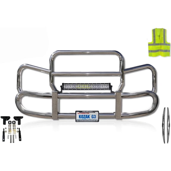 Kozak Herd 300 Grille Deer Moose Brush Guard w/ Brackets w/ 120W 22" LED Bar Compatible with Peterbilt 579 2022 