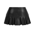 thumbnail image 7 of QHFBli Women's Pleated Leather Skirts Buckle Low Waisted Belted Mini Skirts, 7 of 7