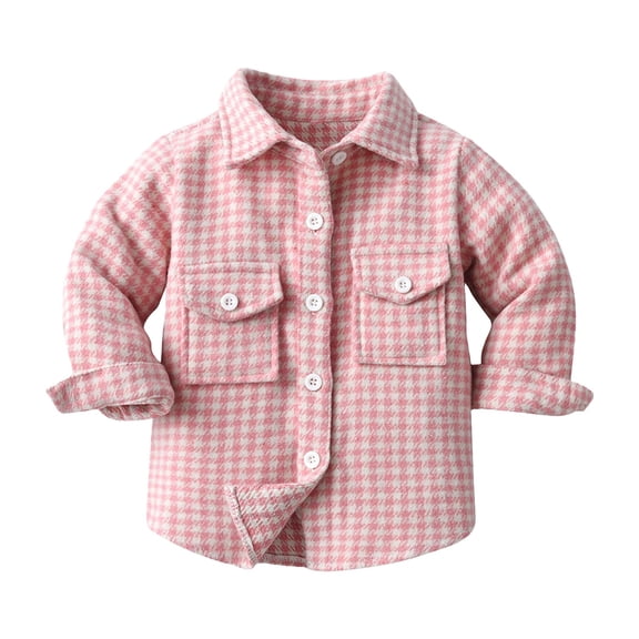 Flannel Green Houndstooth Shirts Jacket for Kids Boys Toddler Button Down Shirt Coat Long Sleeve Outwear Winter