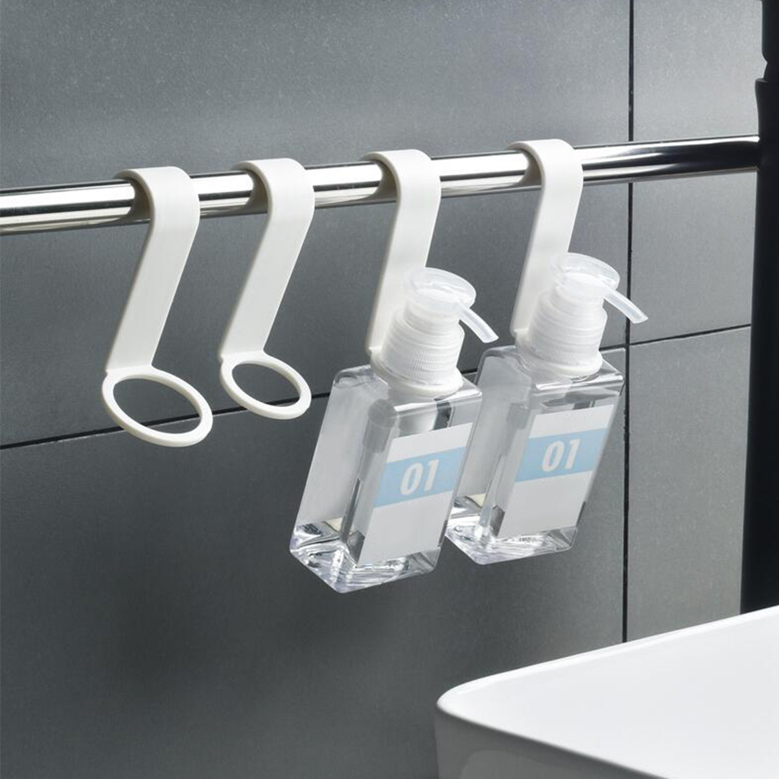 Cheers US 8pcs/Set Shower Gel Bottle Rack Hook Wall Mounted Shampoo