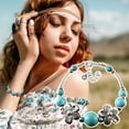 thumbnail image 2 of Pulseras de turquesa ajustable flor de melocotón pulsera pulsera unisex pulsera de yoga pulsera azul pulsera de piedras preciosas joyería de turquesa pulsera de piedra natural, 2 of 5