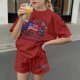 thumbnail image 5 of Odeerbi Camiseta de Manga Corta Con Estampado Patriótico Del Día de La Independencia de Las Niñas Con Pantalones Cortos Set de 2 Piezas, 5 of 6