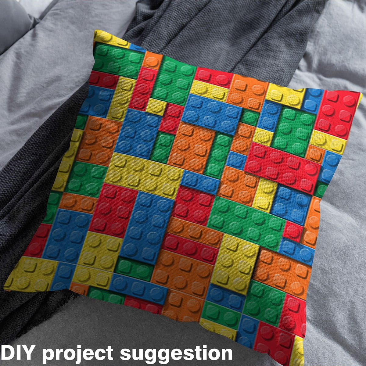 Castle Fairy Building Blocks Fabric by the Yard 5 Yards for Teens,Construction Game Fabric for Sewing,Colorful Brick Home Decor Fabric by the Yard,Lightweight Room Decor