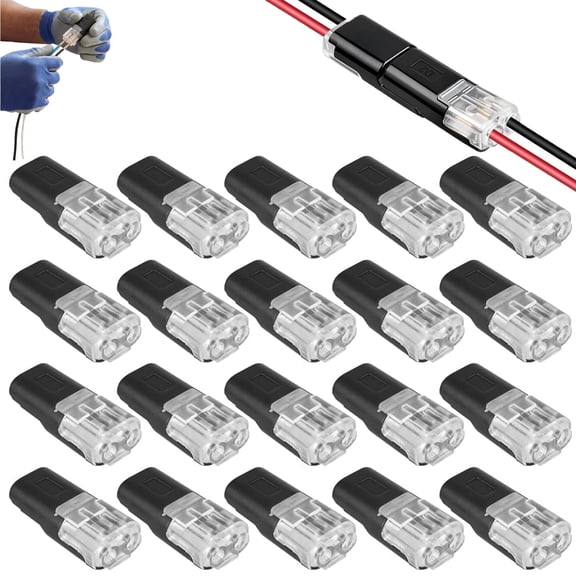 Double Wire Plug in Connector with Locking Buckle - Quick Connect Wire Connectors, 2-Way Low Voltage Solderless Terminals for Automotive and Home