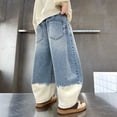 thumbnail image 5 of WMQPNNS Boys Baggy Jeans Fashion Streetwear Boys Baggy Jeans Size 14 Elastic Waist Casual Wide Leg Denim Pants with Pockets,Size 11-12 Years,1-Light Gray, 5 of 5