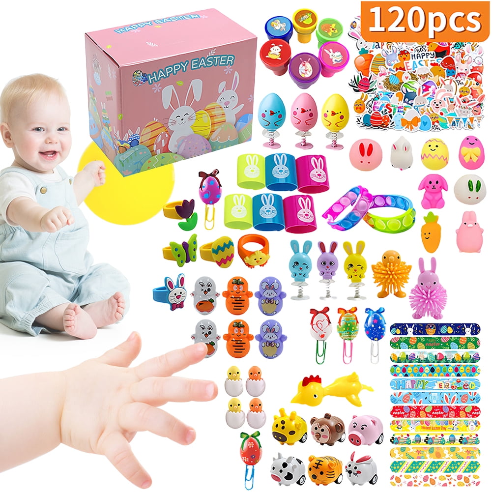 Hersfrd 120 Pcs Basket Stuffers Fillers Easter Eggs for Kids Girls Boys (Style A)