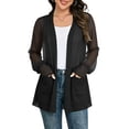 thumbnail image 2 of Cmfcve Women's Long Sheer Chiffon Cardigans Open Front Puff Long Sleeve Lightweight Beach Cover Ups with Pockets, 2 of 6