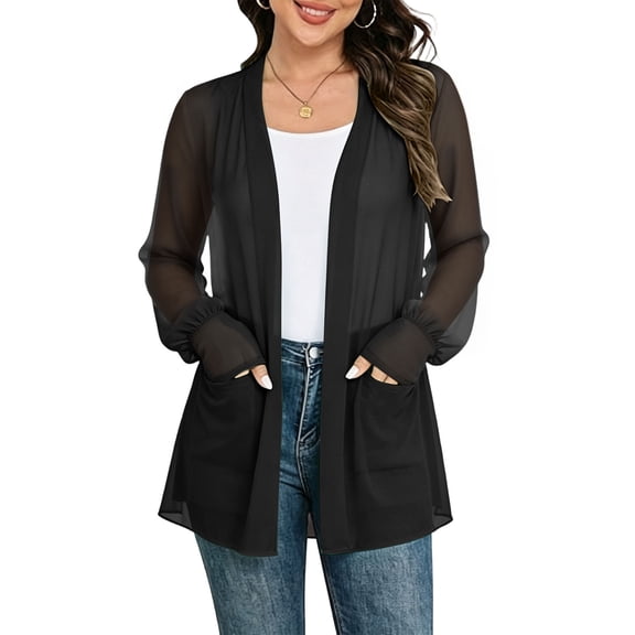 Oversized Cardigan with Pockets New Long Fall Cardigan for Women Lightweight Open Front Tops Plus Size Beach Cover up Lace Shrugs Blue 5XL