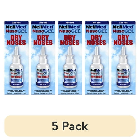 (5 pack) NeilMed NasoGel Drip-Free Saline Nasal Gel Spray with Aloe Vera, 1.52 fl oz (45 ml), Moisturizing & Soothing