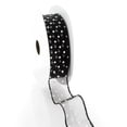 thumbnail image 3 of 1 1/2" Wired Sheer w/ White Flocked Polka Dots Black 25yds, 3 of 4