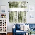 thumbnail image 2 of Abstract Art Kitchen Curtains Valances and Tiers Set of 3 Retro Green Collage Oil Painting Tier Curtains and Valance with Rod Pocket for Small Windows, 27.5"x24", 2 of 9