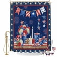 thumbnail image 2 of Independence Day Shower Curtain, 72" x 84", Retro Red Blue USA Flag Floral Star Dark Blue Waterproof Bathroom Curtain Washable Shower Curtain Set with 12 Hooks, 2 of 9