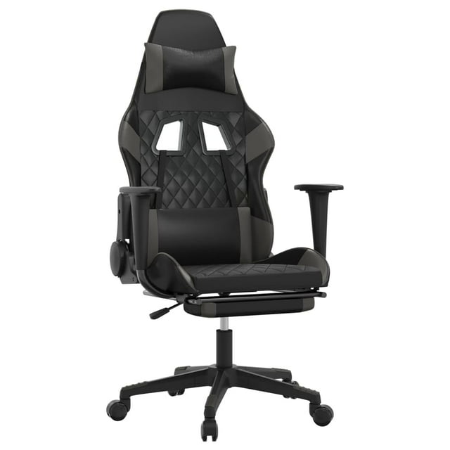 Silla para videojuegos VidaXL con respaldo ajustable en altura, negro y gris