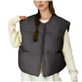 thumbnail image 4 of UPPADA Women's Puffer Vest Fall Casual Stand Collar Lightweight Sleeveless Zip up Padded Jackets Outerwear with Pockets Womens Button Down Sweater Vests Black,XL, 4 of 9