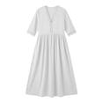 thumbnail image 6 of ClodeEU Women's V Neck 3/4 Sleeve Tiered Midi Dress,Casual Loose Flowy Beach Vacation Dress White,Women's Plus XXL, 6 of 9