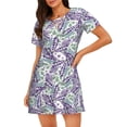 thumbnail image 1 of Fotbe Lavender Flowers Bata de Dormir para Mujer con Estampado, Camisón de Algodón de Manga Corta, Ropa de Dormir Casual, 1 of 6