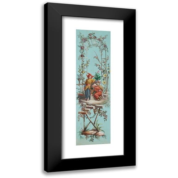 French School 7x14 Black Modern Framed Museum Art Print Titled - Rococo Chinoiserie (Late 18th - Early 19th Century)