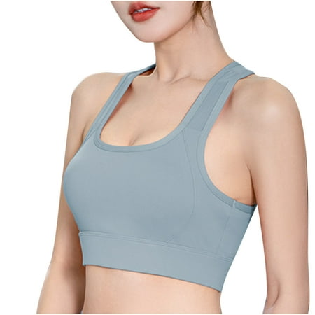

SOOMLON Bralettes for Women Sports Bra Anti Shock Bra Fitness Running Mesh Breathable Beautiful Back Yoga Vest Gym Bras Girls Bra Light Blue M