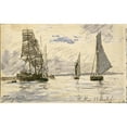 thumbnail image 2 of Johan Barthold Jongkind 24x17 Black Ornate Framed Double Matted Museum Art Print Titled: Port of Honfleur (1865), 2 of 5